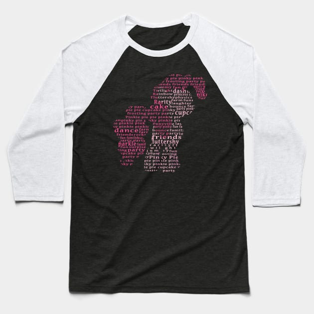 My Little Pony - Pinkie Pie Typography Baseball T-Shirt by SSXVegeta